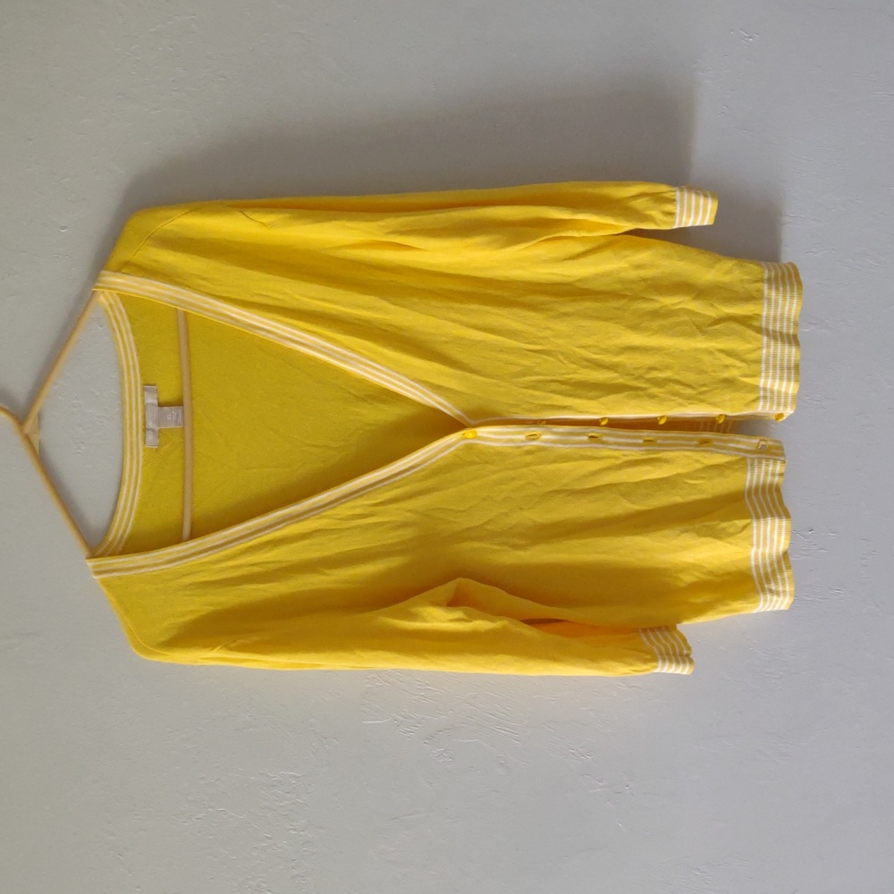 Banana Republic Yellow Sweater with White Stripes